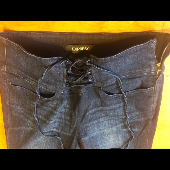 Dark Skinny Denim with Corset Lace Up Front - Picture 3 of 4